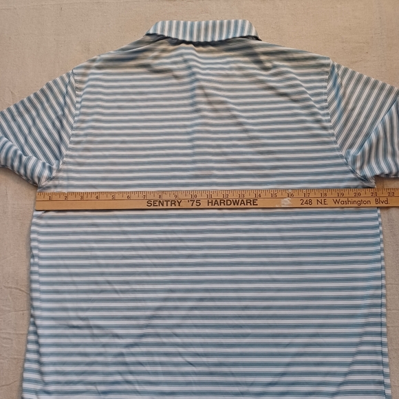 Maelreg Striped Light Blue Performance Golf Polo Men's Size Medium - Picture 7 of 8